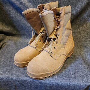 Men's 8.5R Thorogood Desert Tan Leather Steel Toe Lace Up Combat Boots USA Made